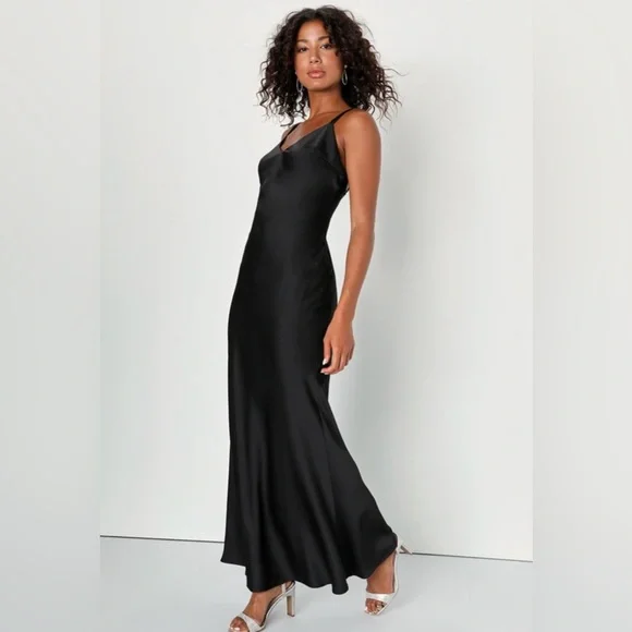 chinese dress ladies Red Satin Slip Maxi Dress